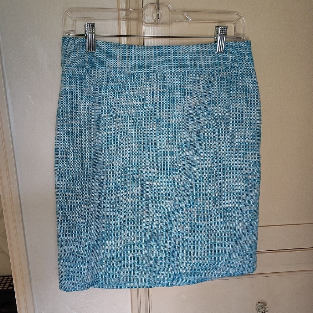Banana Republic Light Blue And Cream Pencil Skirt